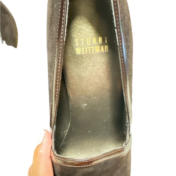 Stuart Weitzman Slip On Platform Suede Booties Dark Brown Size 6.5 - Picture 8 of 13